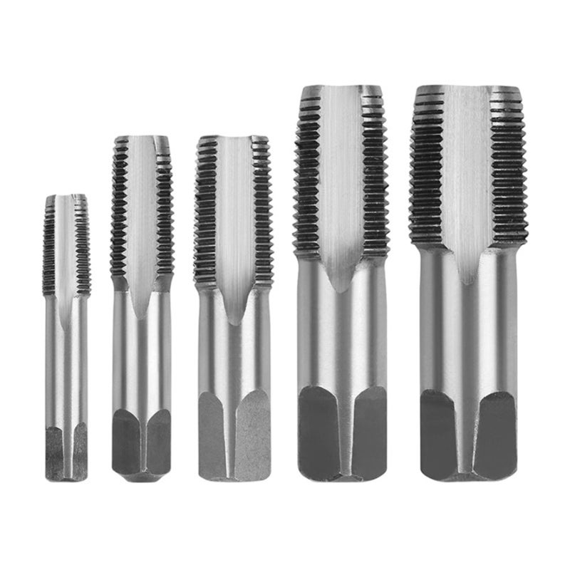 Pipe Taps 5Pcs Carbon Steel Rethread Tool - Strong Long-Lasting Right-Hand Cutting Thread Repair Tool for Pipe Maintenance - Image 1