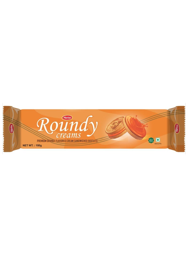 Marino - Roundy Premium Orange Flavored Cream Sandwich Biscuits 150gm - Image 1