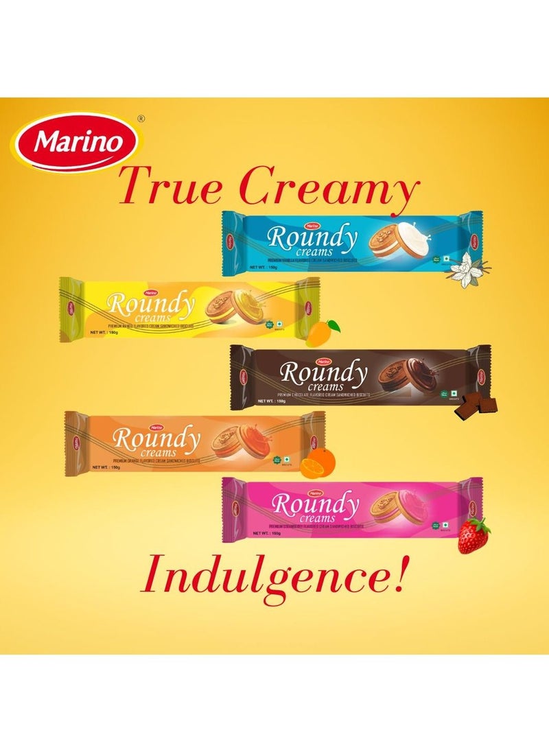 Marino - Roundy Premium Orange Flavored Cream Sandwich Biscuits 150gm - Image 1