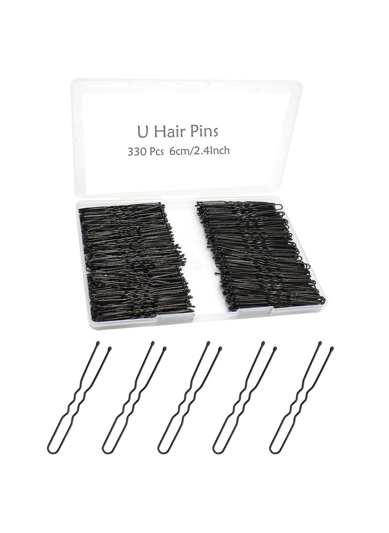 YINGFENG 330 Count U Shaped Hair Pins for Buns YINGFENG 24 inch Bun Pins Black Hair Pins for Women Girls with Storage Box Hair Accessories for All Hair Types 