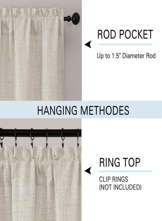 Lecloud Natural Kitchen Curtains 24 Inch Length, Light Filtering Faux Linen Textured Soft Tier, Short Airy Window Drapes with Rod Pocketss for Bathroom Basement Farmhouse, 60" W x 24" L 1 Panel - Image 5