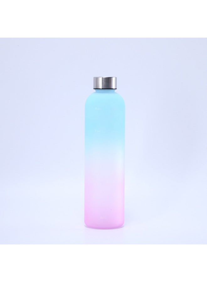 Large Capacity Sports Water Bottle 1000ml Stainless Steel Cover Cup Body 8 Color Gradient Spray Paint Sports Water Cup In Stock-Color:Blue + Pink Gradient-Capacity:1000ml - Image 1