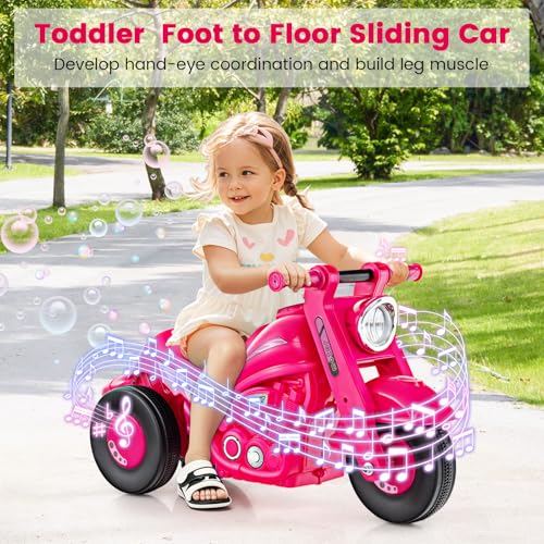 OLAKIDS Ride on Push Car FoottoFloor Sliding Car for Toddlers Kids Motorcycle with Bubble Maker Music 3 Wheels Ride on Toys Gift for Boys Girls Aged 35 Years Coral - Image 5