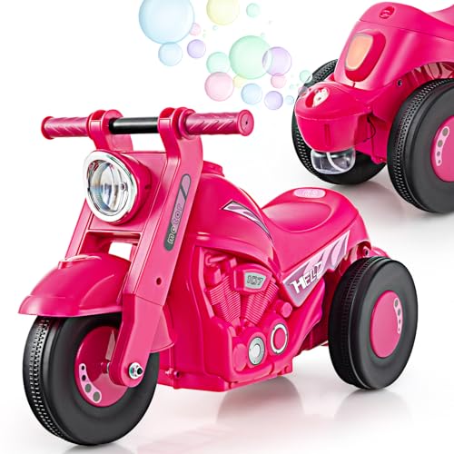 OLAKIDS Ride on Push Car FoottoFloor Sliding Car for Toddlers Kids Motorcycle with Bubble Maker Music 3 Wheels Ride on Toys Gift for Boys Girls Aged 35 Years Coral - Image 1