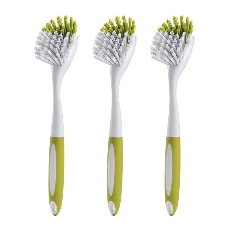 YeuDeuy Scrub Brush for Dish Kitchen Sink Pot Pan with Stiff Bristles YellowGreen 3pcs
