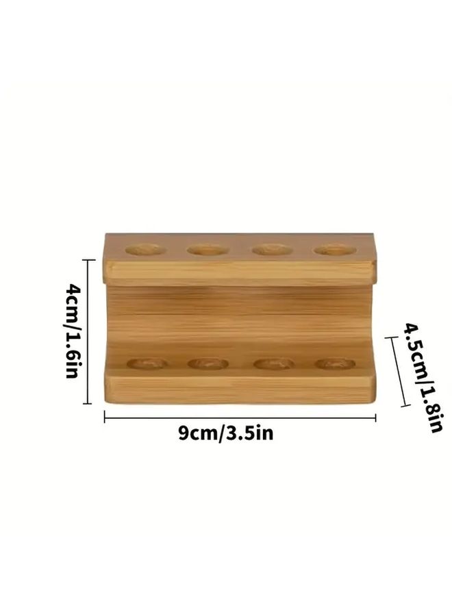 4 Holes Solid Wood Toothbrush Holder 2 Tier Bathroom Organizer Durable Easy Clean - Image 4