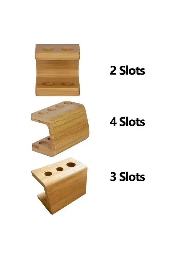 4 Holes Solid Wood Toothbrush Holder 2 Tier Bathroom Organizer Durable Easy Clean - Image 2