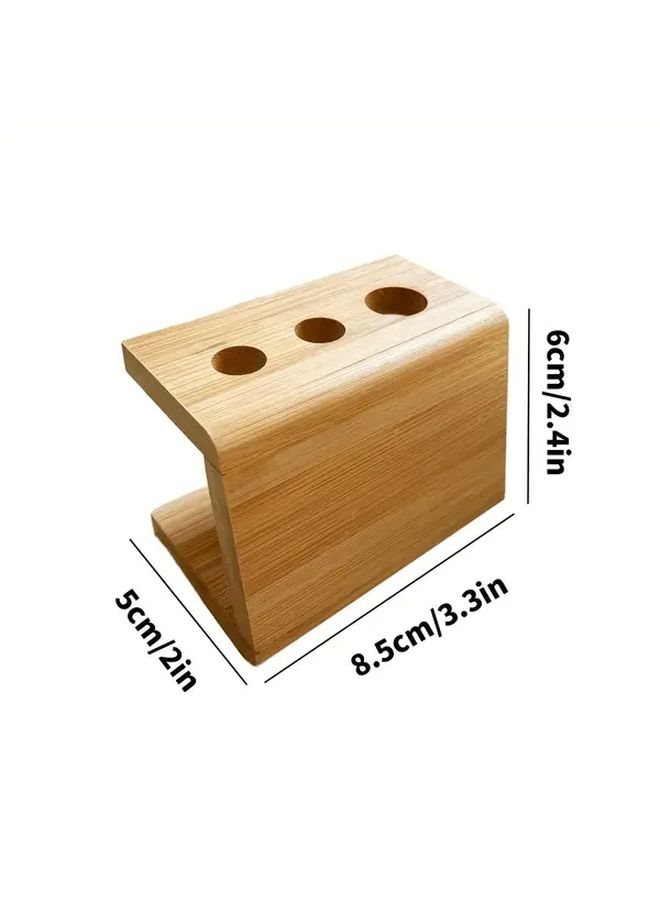4 Holes Solid Wood Toothbrush Holder 2 Tier Bathroom Organizer Durable Easy Clean - Image 3