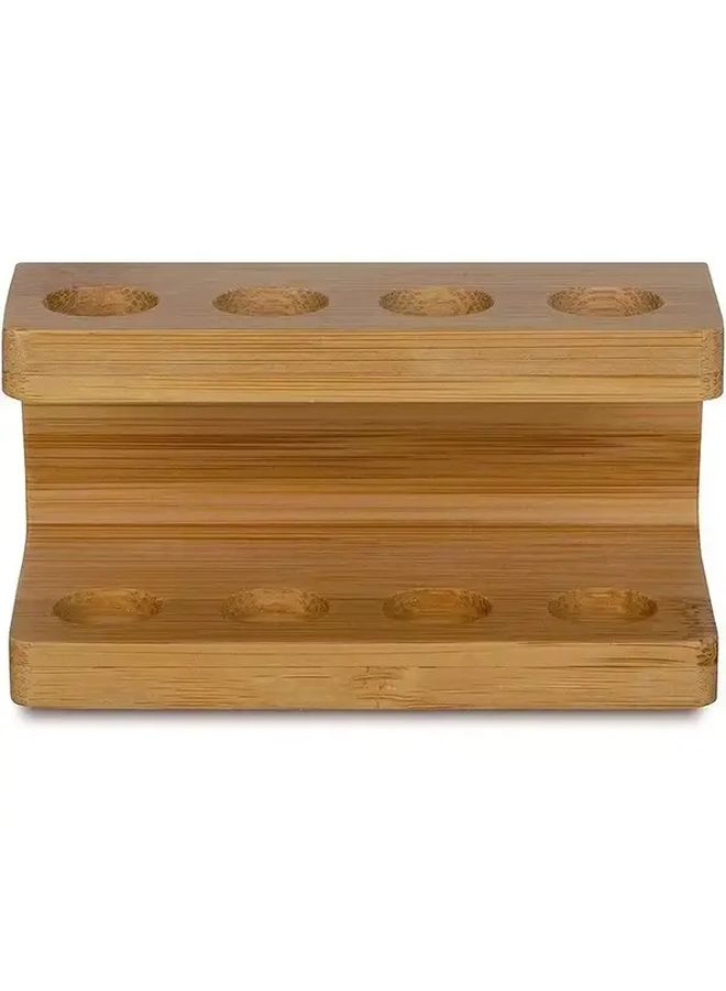 4 Holes Solid Wood Toothbrush Holder 2 Tier Bathroom Organizer Durable Easy Clean - Image 5