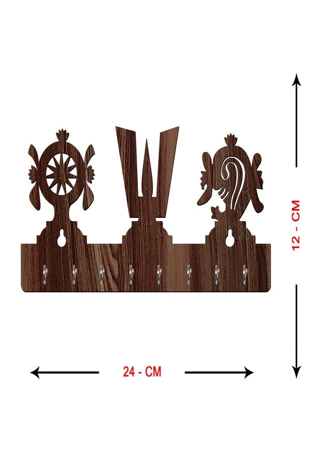 يامي حامل مفاتيح على شكل يامي MDF Wood God Tirupati Balaji Tika (8 خطافات، بني) - Image 4