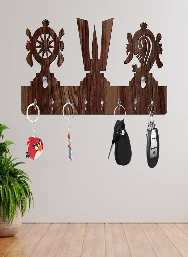 يامي حامل مفاتيح على شكل يامي MDF Wood God Tirupati Balaji Tika (8 خطافات، بني) - Image 1