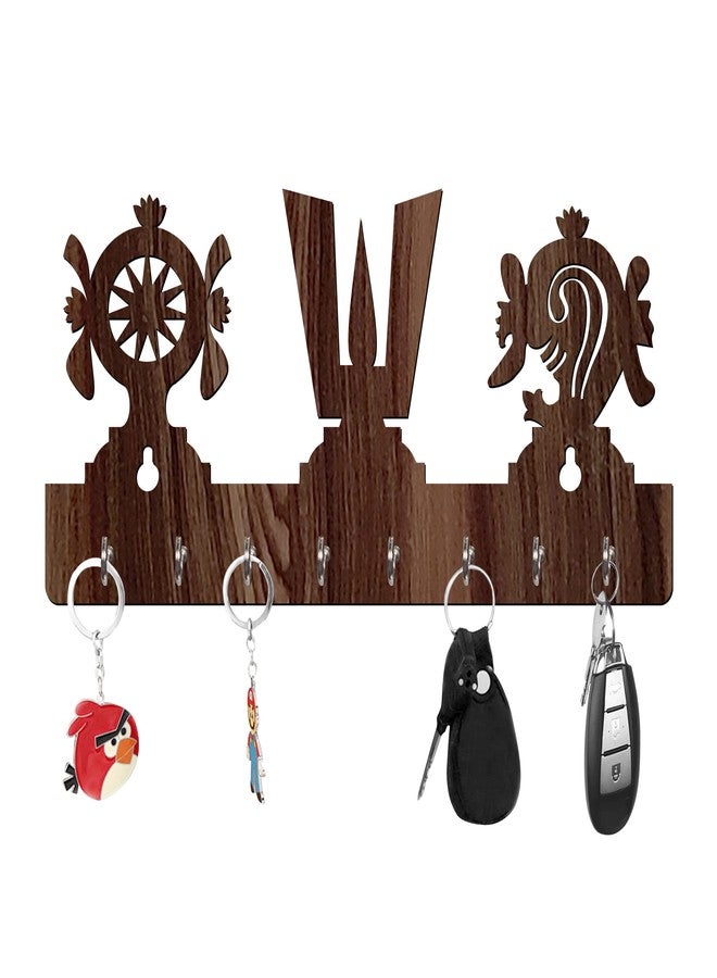يامي حامل مفاتيح على شكل يامي MDF Wood God Tirupati Balaji Tika (8 خطافات، بني) - Image 2