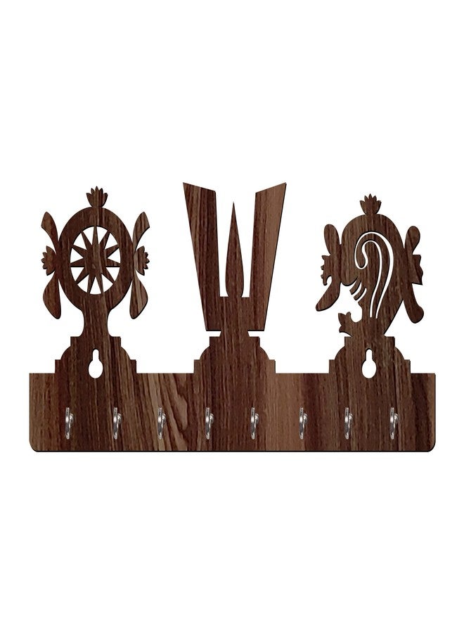 يامي حامل مفاتيح على شكل يامي MDF Wood God Tirupati Balaji Tika (8 خطافات، بني) - Image 3