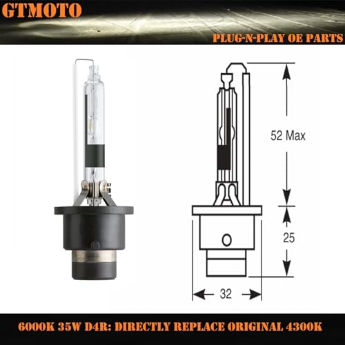 GTMOTO D4R Xenon Bulbs for 2008 2009 2010 Toyota Avalon HID Headlights Low Beam, 6000K Cool Bright White Direct Replacement 35W OE 4300K Dim Light, 2-Pack - Image 4