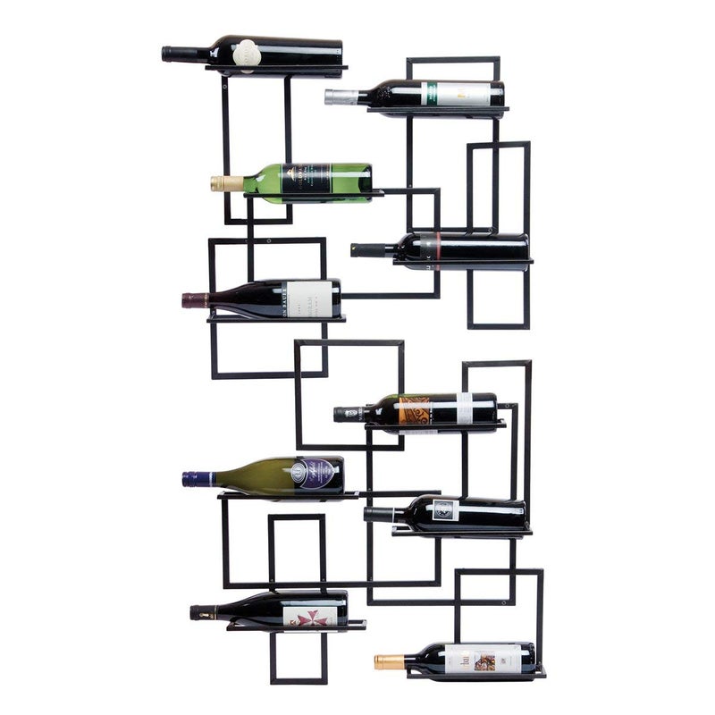 Oenophilia Oenophilia Mid Century Wall Mount Wine Rack  10 Bottle Large Metal Wine Rack Modern Design Wine Storage Wall Decor 