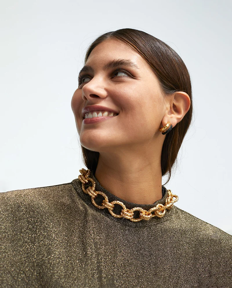 Lola Casademunt Textured gold-toned choker necklace