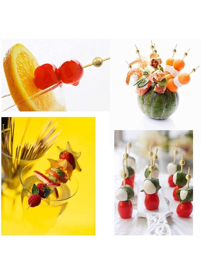 JS 200 PCS Handmade Pearl Bamboo Toothpicks, Fruit Sticks Wooden Toothpicks, Decorative Wooden Food Picks for Wedding Birthday Party Decorations - Image 4