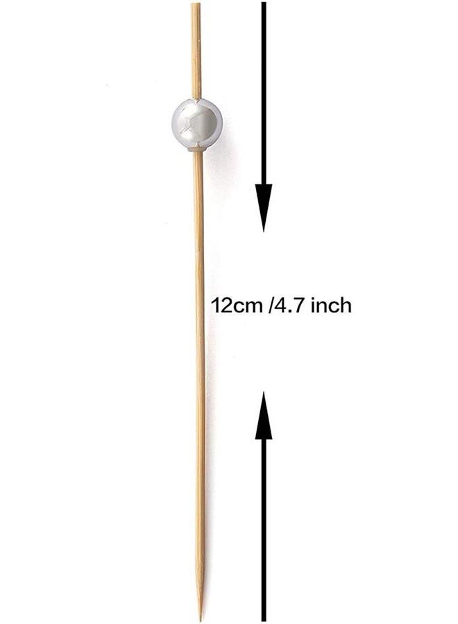 JS 200 PCS Handmade Pearl Bamboo Toothpicks, Fruit Sticks Wooden Toothpicks, Decorative Wooden Food Picks for Wedding Birthday Party Decorations - Image 2