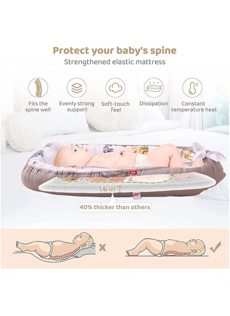Gonice Baby Lounger,Baby Nest for Sleeping,Ultra Soft Breathable,Portable Cotton Newborn Bassinet Mattress for Baby,Baby Bionic Bed For Bedroom, Gift for 0-12 Months Newborn  - Image 5
