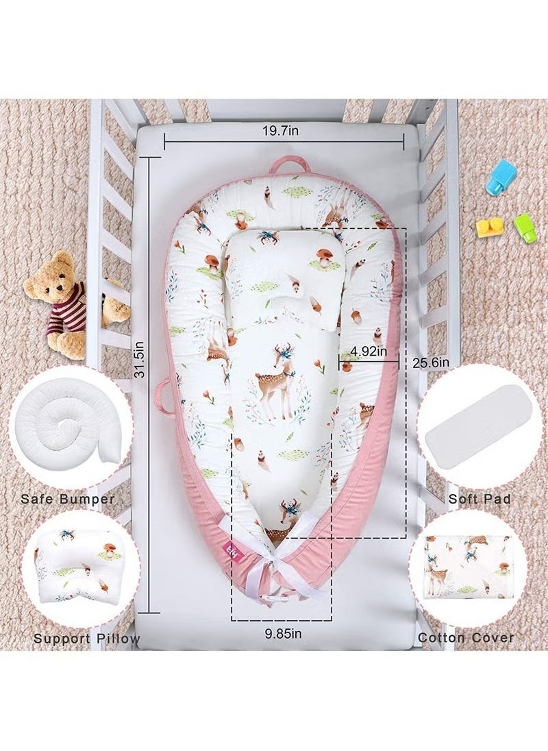 Gonice Baby Lounger,Baby Nest for Sleeping,Ultra Soft Breathable,Portable Cotton Newborn Bassinet Mattress for Baby,Baby Bionic Bed For Bedroom, Gift for 0-12 Months Newborn  - Image 2