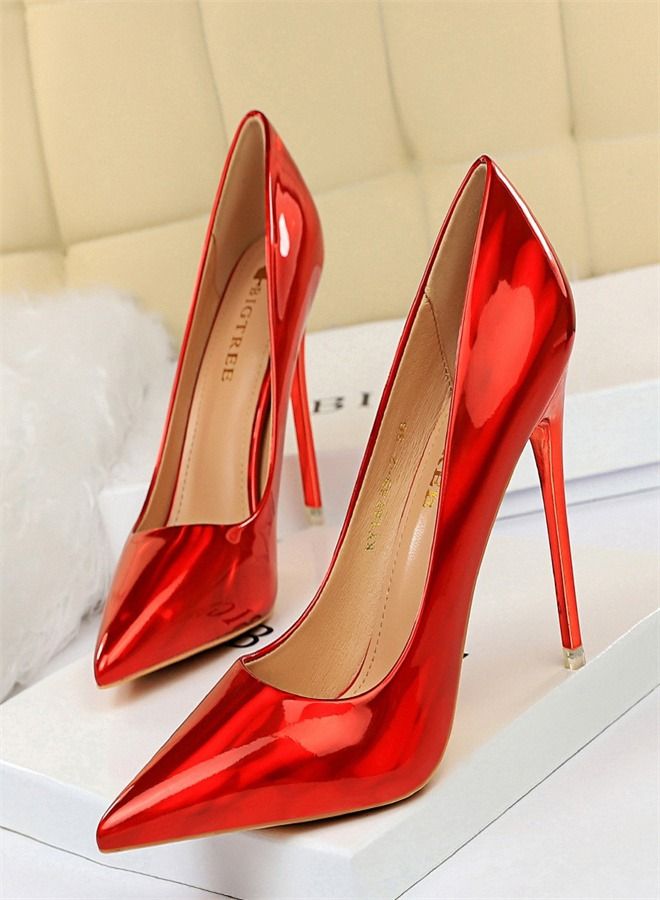 BIGTREE Metal Heel Tip Shows Thin High Heel 10.5CM Red
