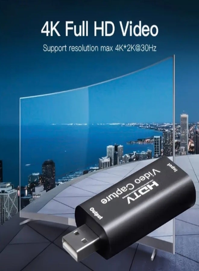 بطاقة تسجيل فيديو عالية الدقة، من USB 2.0 إلى HDMI 1080P 30Hz، متوافقة مع الحاسوب الشخصي، PS4، Xbox، Nintendo Switch، جهاز تسجيل الفيديو - Image 1
