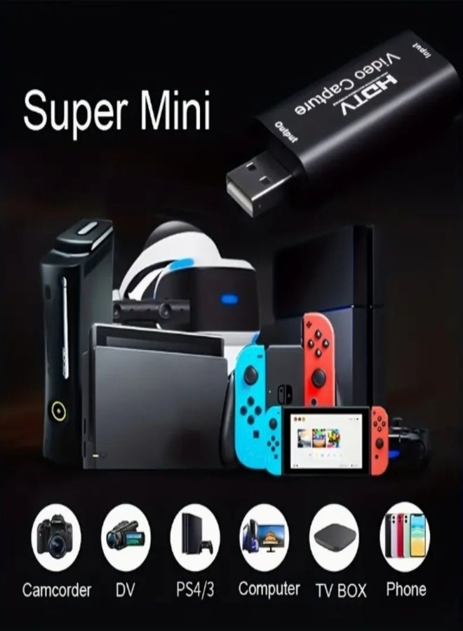 بطاقة تسجيل فيديو عالية الدقة، من USB 2.0 إلى HDMI 1080P 30Hz، متوافقة مع الحاسوب الشخصي، PS4، Xbox، Nintendo Switch، جهاز تسجيل الفيديو - Image 5