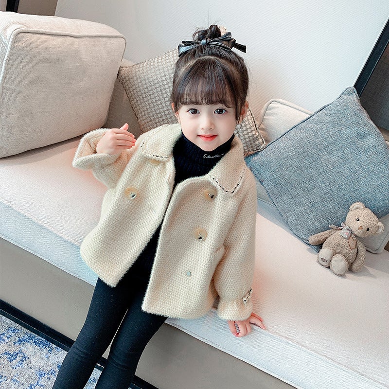 Girl'S Sweet Style Coat Western Style Children'S Woolen Coat For Cotton And Thickening - Image 1