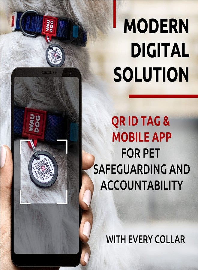 واو دوغ طوق كلاب من النايلون من WAUDOG - طوق قابل للتعديل للكلاب الكبيرة والصغيرة والمتوسطة - طوق جرو قابل للفك للكلاب من السلالات الكبيرة - أطواق كلاب للذكور والإناث مزودة بإبزيم بلاستيكي متين وعلامة تعريف للكلاب بتقنية QR - Image 3