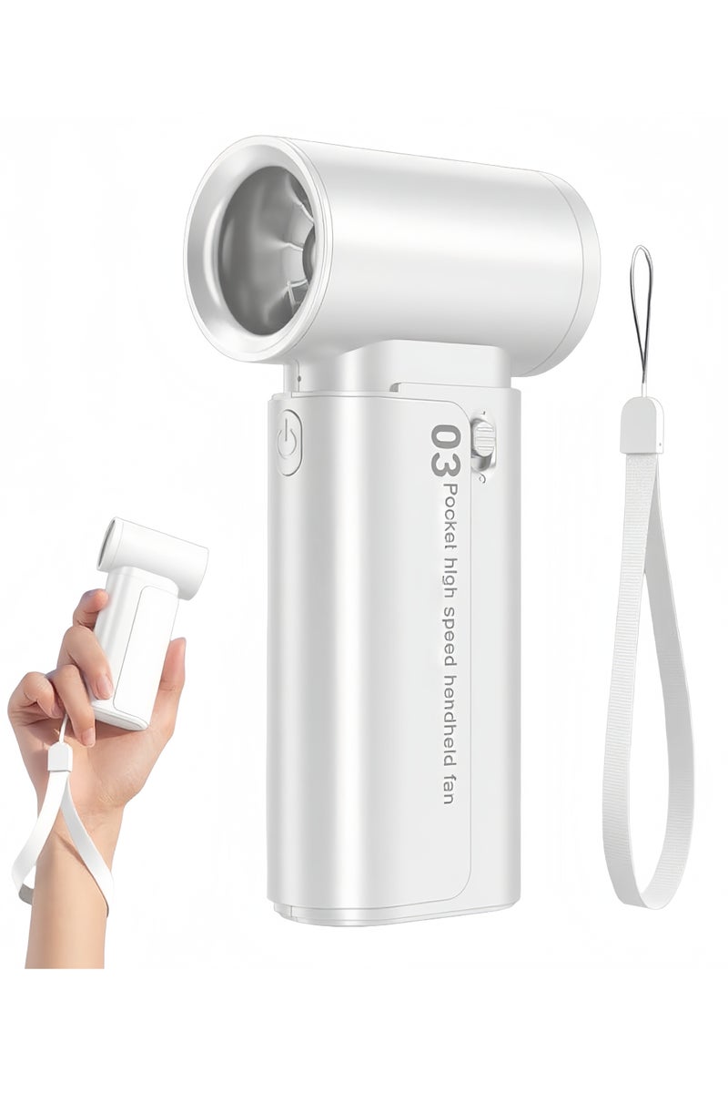 Zarra Traders Portable Handheld Fan, Mini USB Rechargeable Fan [20H Max Cooling Time], Personal Makeup/Eyelash Fan, Pocket Fan with 3 Speeds for Women Men Travel Camping Outdoor White - Image 1