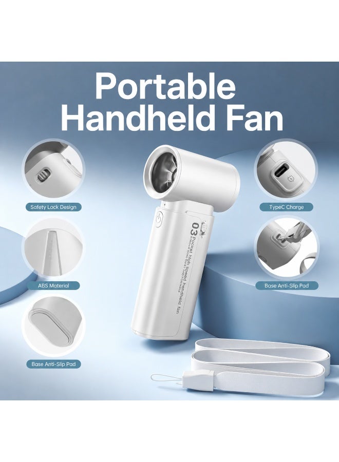 Zarra Traders Portable Handheld Fan, Mini USB Rechargeable Fan [20H Max Cooling Time], Personal Makeup/Eyelash Fan, Pocket Fan with 3 Speeds for Women Men Travel Camping Outdoor White - Image 1