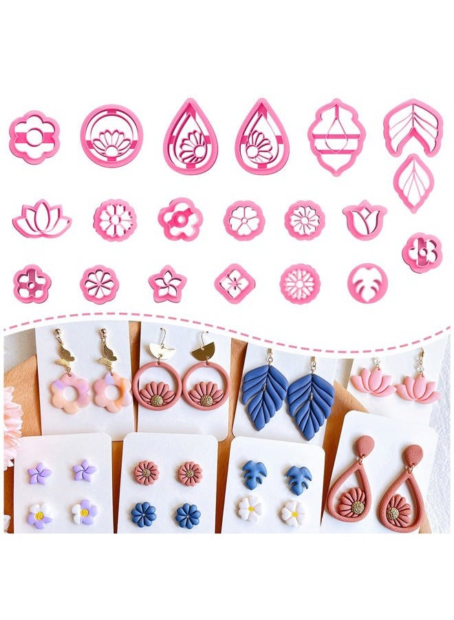 Keoker Spring Polymer Clay Cutters for Earrings, 20 Shapes Flower Clay Earrings Cutters - Image 1