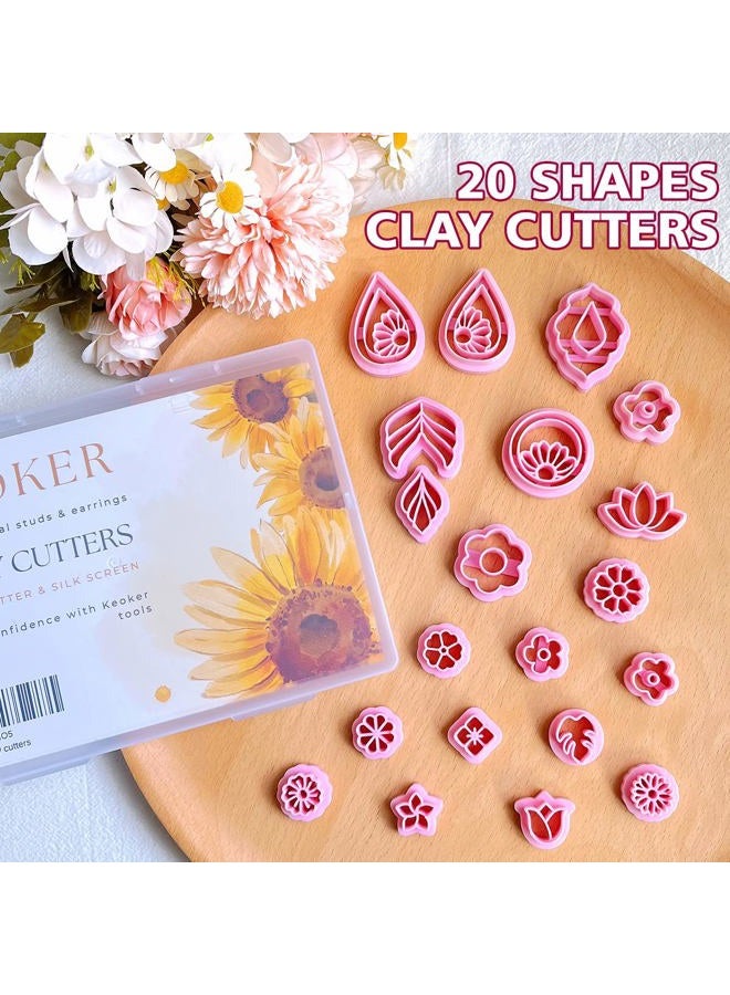 Keoker Spring Polymer Clay Cutters for Earrings, 20 Shapes Flower Clay Earrings Cutters - Image 2