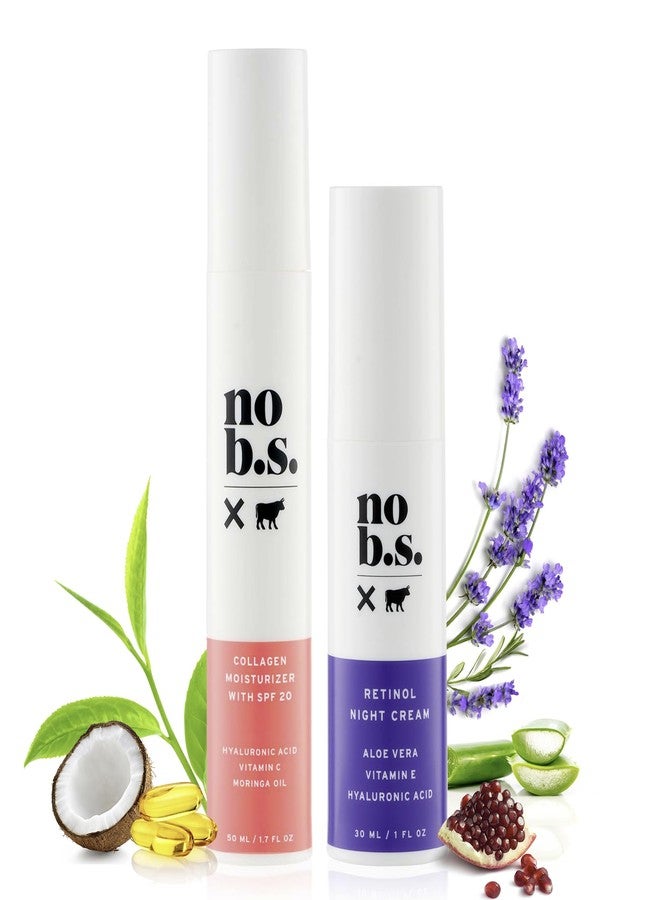 NO B. S. NO BAD STUFF No B.S. (No Bad Stuff) Protect & Correct Duo, Daytime Face Moisturizer with Spf 20 & Nighttime Face Cream with Retinol, Day & Night Skincare Set, Skin Care for Women & Men, 1.7 FL Oz & 1 FL Oz - Image 1