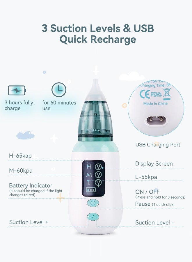 3-in-1 Nasal Aspirator for Baby with Booger Picker Tip, Electric Nose Suction for Baby, LCD Baby Nasal Aspirator - Image 4