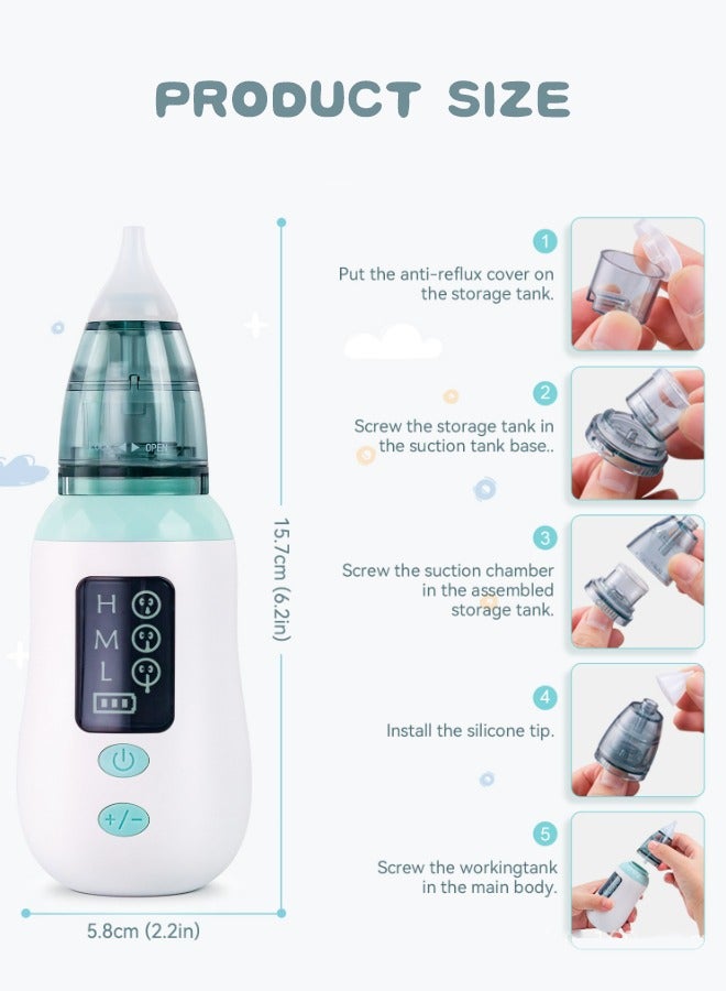 3-in-1 Nasal Aspirator for Baby with Booger Picker Tip, Electric Nose Suction for Baby, LCD Baby Nasal Aspirator - Image 2