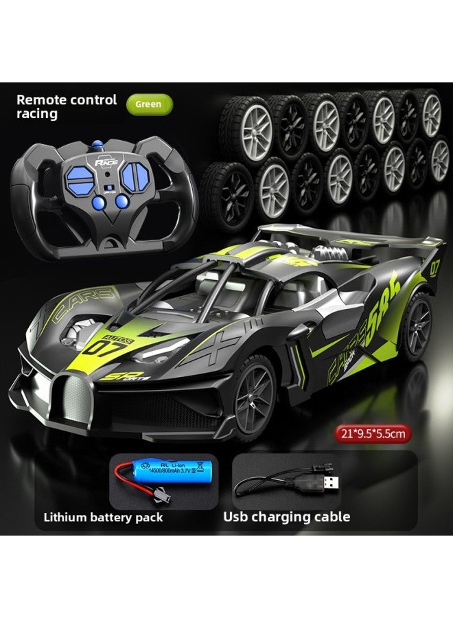 Remote Control Car Charging Version Wireless Racing Car Drifting Fan Small Electric 3 Years Old 4 Children Boy Toy Car-Color:21cm 【black And Green】 Diaogadi Super Sports Car-Scale:Standard Single Ba - Image 1