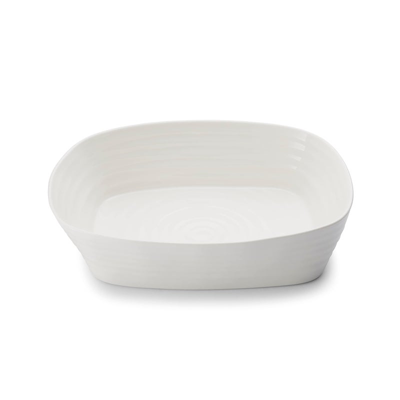 Portmeirion Sophie Conran Rectangular Roasting Dish, White Fine Porcelain Bakeware - 11.5 x 9.5 Inch Oven to Table Casserole Pan, Freezer to Oven Safe, Dishwasher & Microwave Use - Image 1