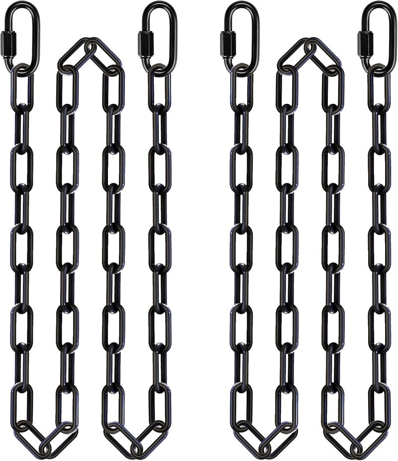 BeneLabel 2Pcs 85" Heavy Duty Swing Chain with Hooks1000 LBs Capacity Hanging Chains Porch Swing Chains and Carabiners Black Chain for Hammock Chairs, Hanging Chair, Tree Swing, Punching Bags - Image 1
