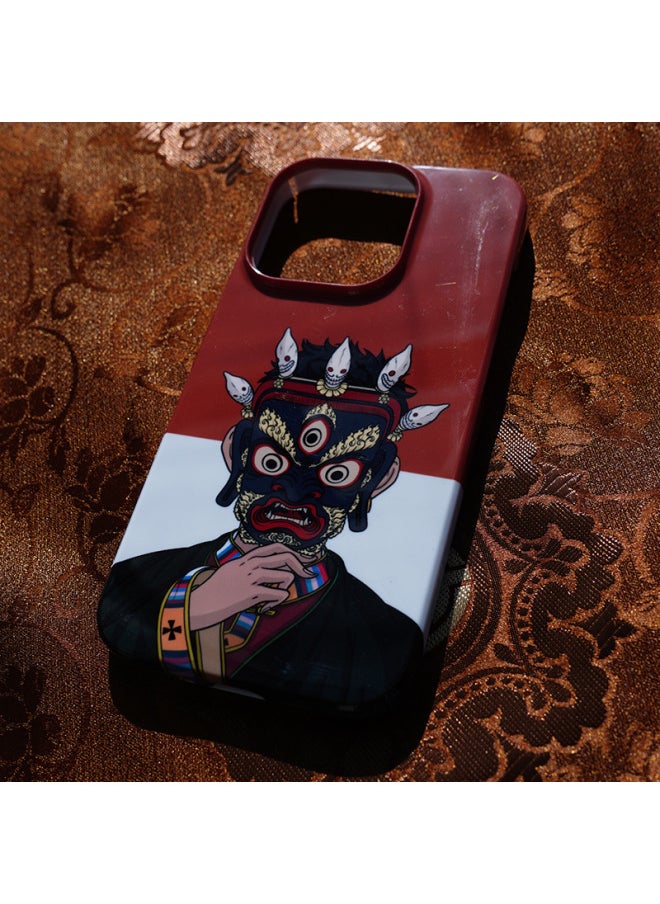 Generic - Retro Tibetan Animation 16pro15 For Apple Mobile Phone Shell Creative X National 14 Chinese Style 13plus12 Art 11-Color:Large Hole Four Packs Glossy-ando Tibetan Package-Applicable Models:For Iphone 15plus - Image 1