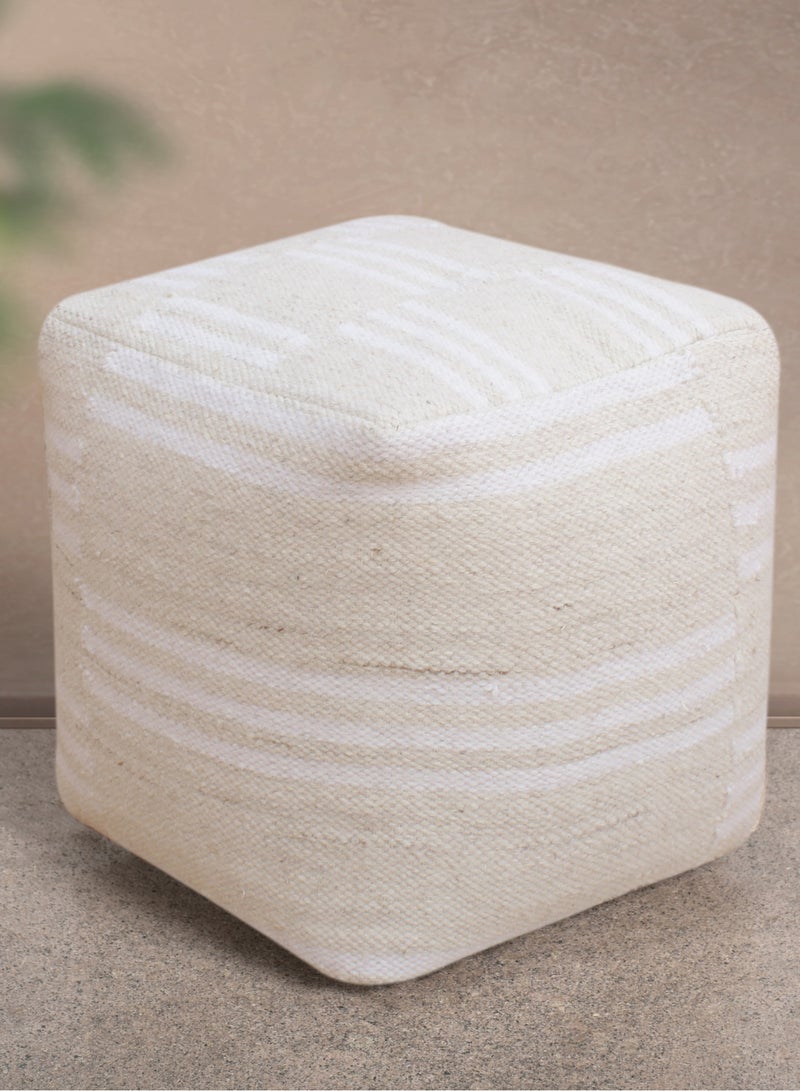 LOFT CHEREMSHAN,POUF SQUARE,40X40X40CMS,FABRIC,IVORY - Image 2