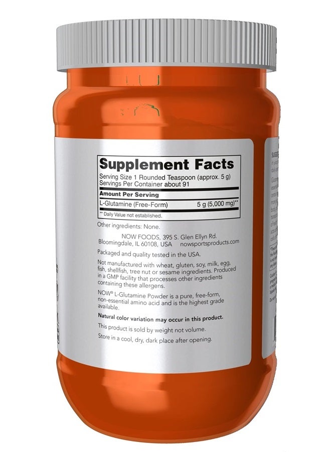 now Sports Nutrition, L-Glutamine Pure Powder, Nitrogen Transporter*, Amino Acid, 1-Pound - Image 2