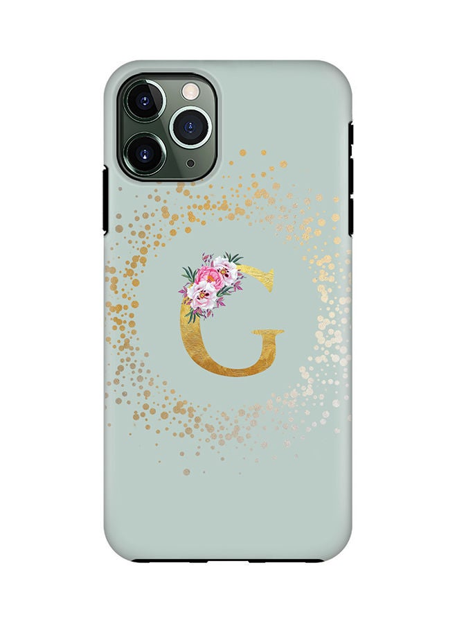 Stylizedd Monogram Tough Series for Apple iPhone 11 Pro Custom Initials Floral Pattern Tough Pro Dual Layer hybrid PC inner TPU protection Alphabet- G (Light Green) - Image 1