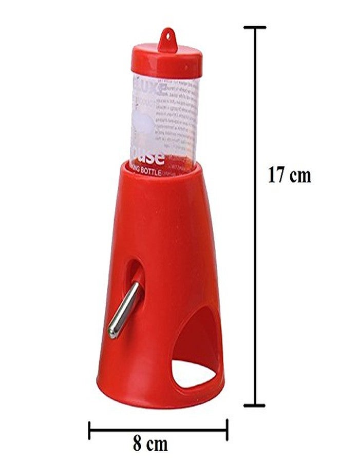 سايج سكوير زجاجة ماء مربعة الشكل من سيج مع حامل، تُستخدم كمخبأ أو بيت للاختباء للهامستر/القزم/الجرذ/الفأر/خنزير غينيا/النمس/الأرنب (أحمر) - Image 2