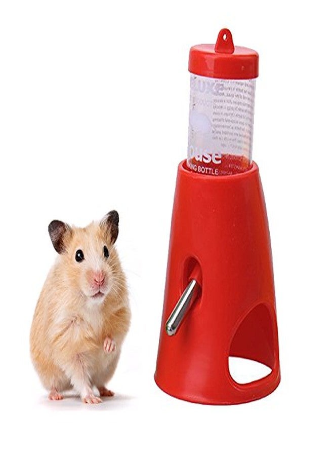 سايج سكوير زجاجة ماء مربعة الشكل من سيج مع حامل، تُستخدم كمخبأ أو بيت للاختباء للهامستر/القزم/الجرذ/الفأر/خنزير غينيا/النمس/الأرنب (أحمر) - Image 1