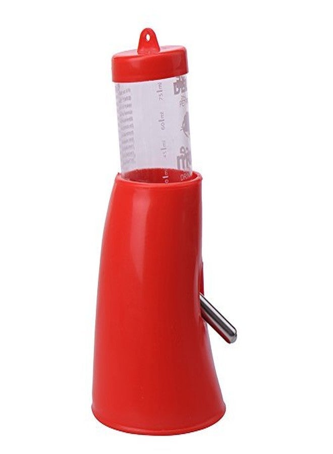 سايج سكوير زجاجة ماء مربعة الشكل من سيج مع حامل، تُستخدم كمخبأ أو بيت للاختباء للهامستر/القزم/الجرذ/الفأر/خنزير غينيا/النمس/الأرنب (أحمر) - Image 4