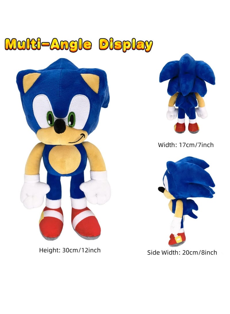 12" Sonic The Hedgehog Plush Toy Classic Sonic Figure Doll Plush Stuffed Animals Toys Gift for Boys Girls Movie Fans Blue - Image 2