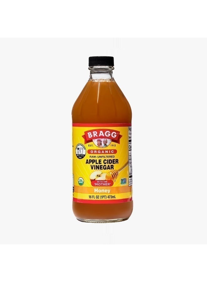 Bragg Apple Cider Vinegar with honey 473ml - Organic, unfiltered, with the mothers - Image 1