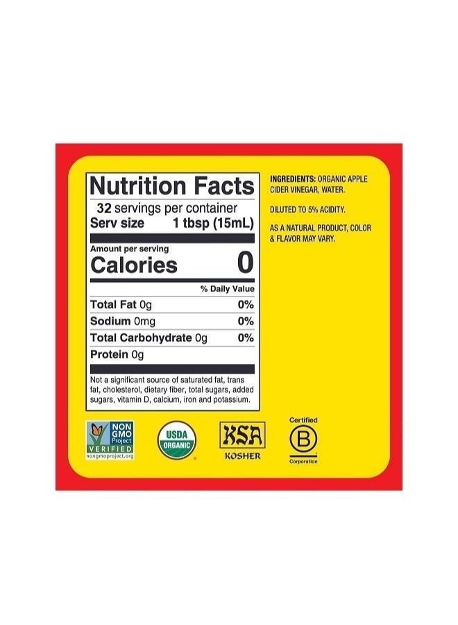 Bragg Apple Cider Vinegar with honey 473ml - Organic, unfiltered, with the mothers - Image 2