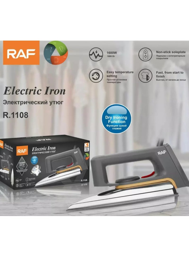 RAF Dry Iron with Non-Stick Soleplate/Temperature Control/Over heat Protection/1600 W(R.1108) - Image 5